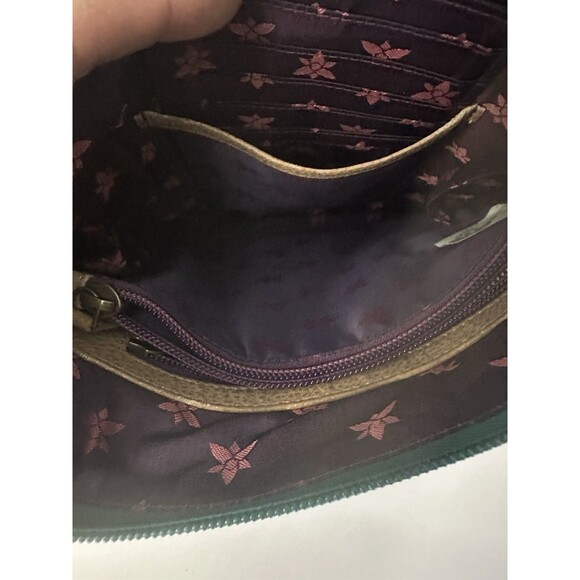 Anuschka Hand Painted Leather Handbag Peacock Floral Design Crossbody Purse - Picture 9 of 15